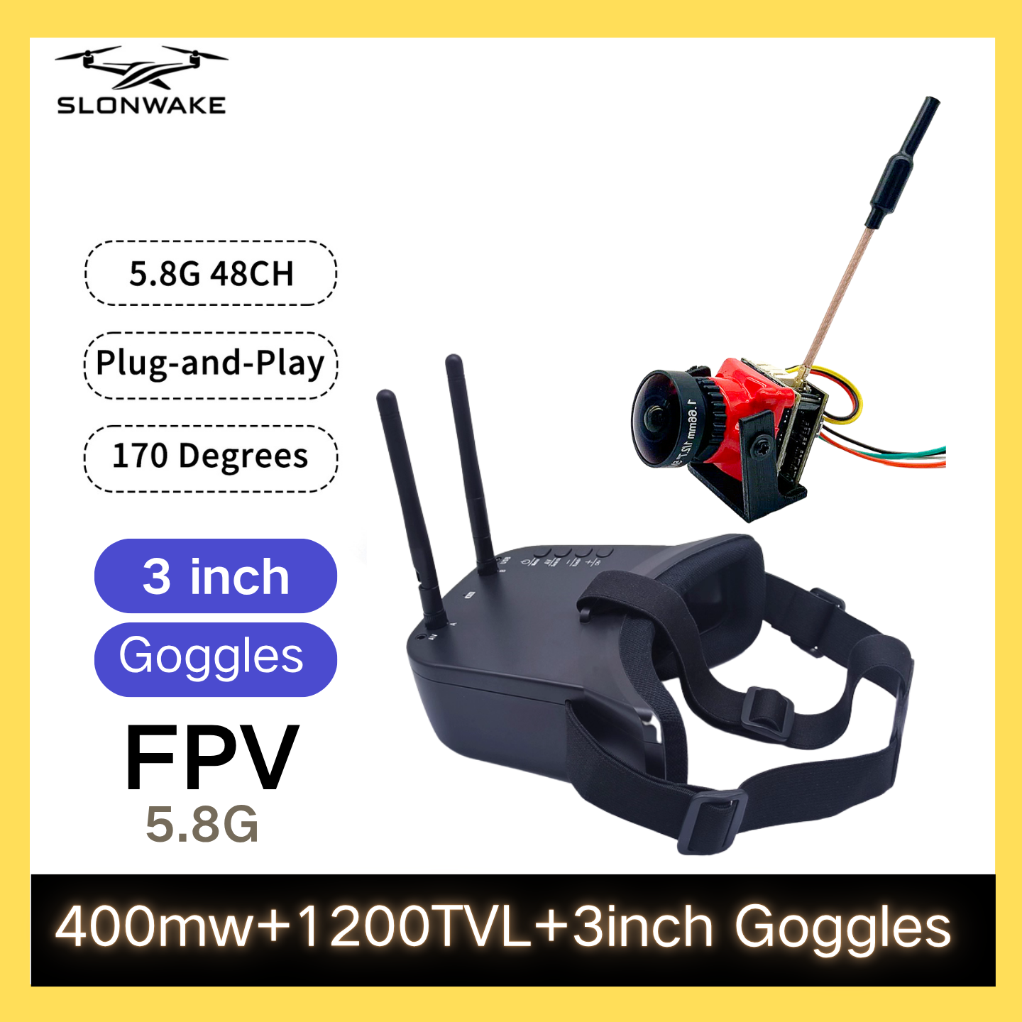SLONWAKE 5.8G 48CH FPV 400mw V - Drone Racing Receiver ulasan dan harga