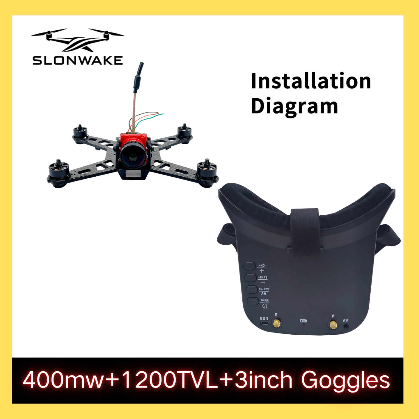 SLONWAKE 5.8G 48CH FPV 400mw V - Drone Racing Receiver ulasan dan harga